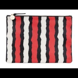 Clare V’s Poppy Striped Snake Flat Clutch